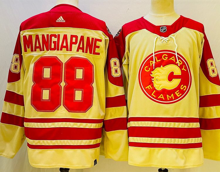 Men's Calgary Flames Andrew Mangiapane #88 Yellow jersey