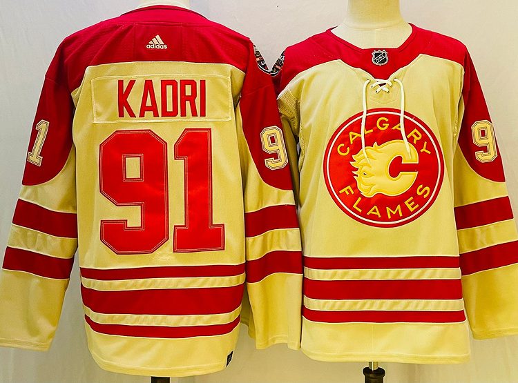 Men's Calgary Flames Nazen Kadri #91 Yellow jersey