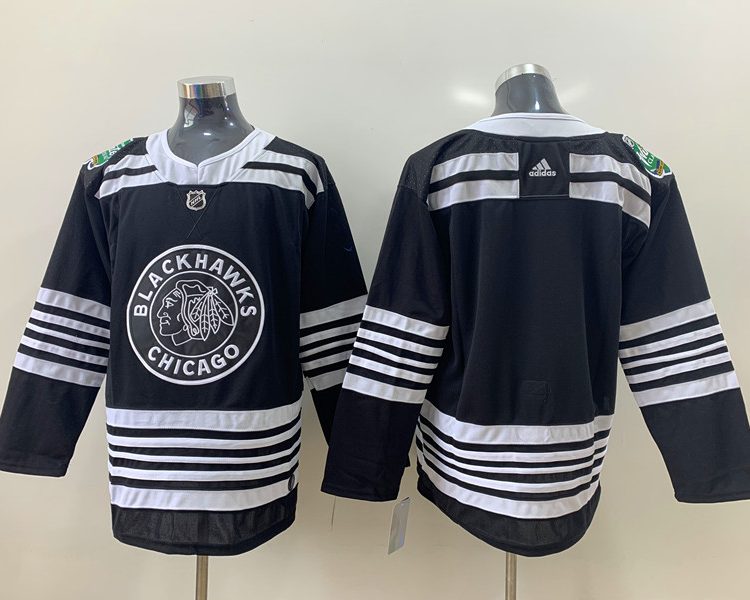 Men's Chicago Blackhawks Black Blank Jersey