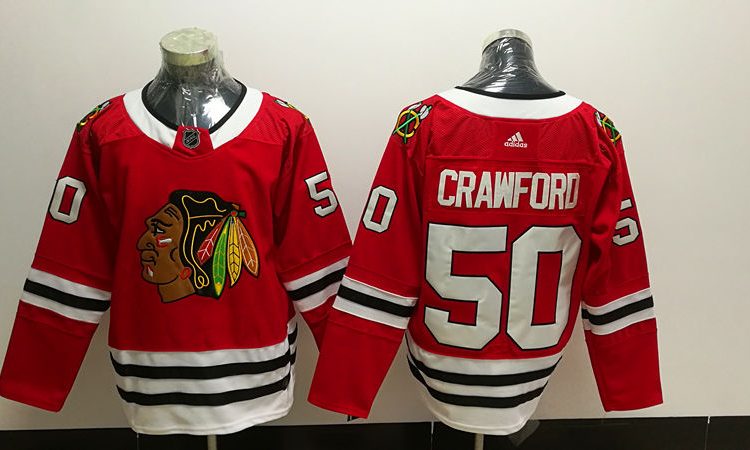 Men's Chicago Blackhawks Corey Crawford #50 Red Home Breakaway Jersey