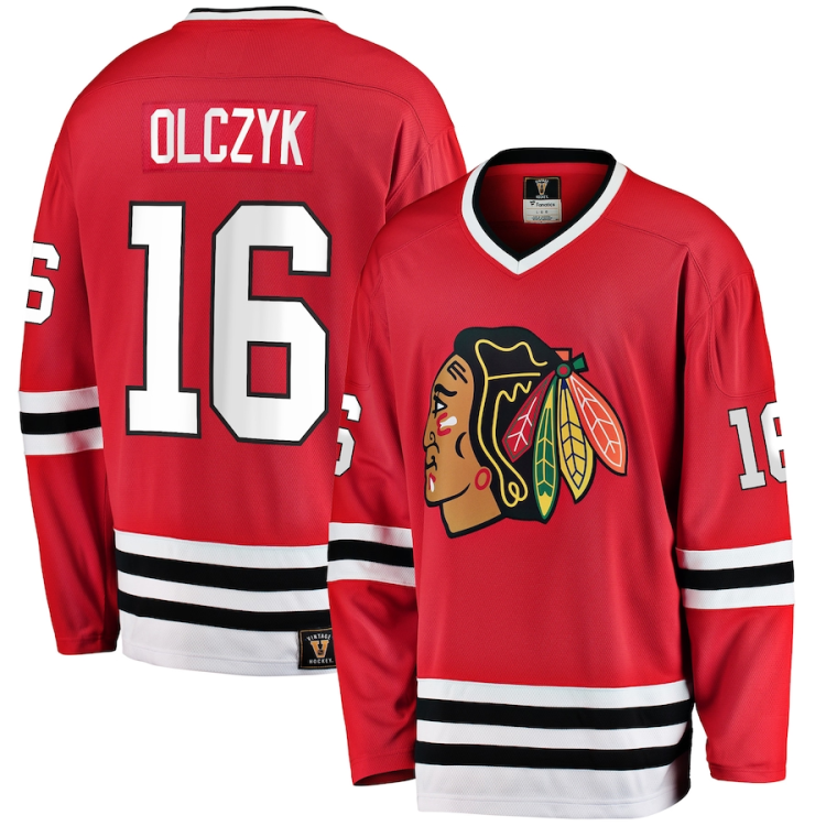 Men's Chicago Blackhawks Eddie Olczyk #16 Red Premier Breakaway Retired Jersey