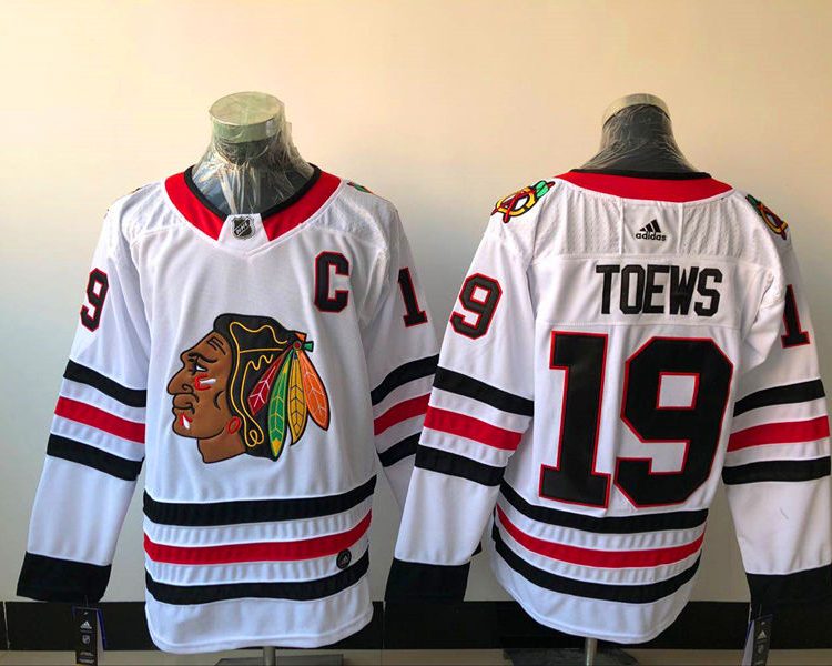 Men's Chicago Blackhawks Jonathan Toews #19 White Breakaway Jersey