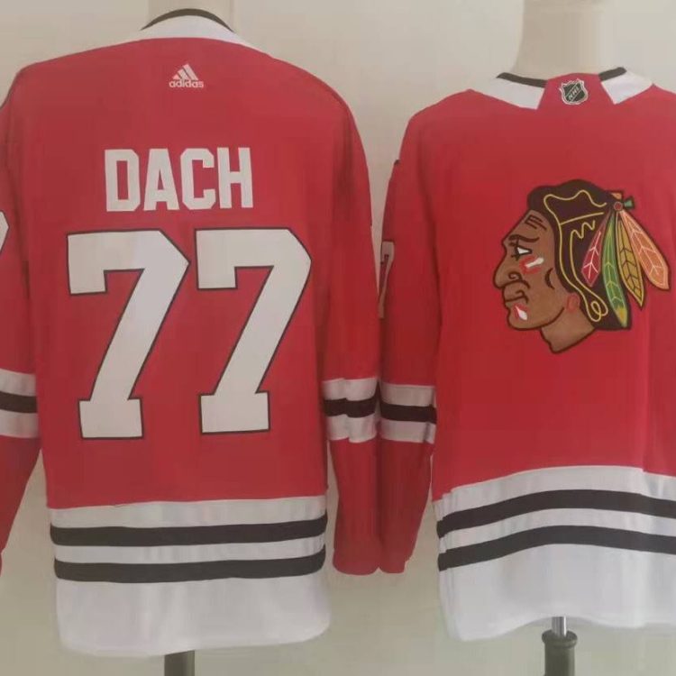 Men's Chicago Blackhawks Kirby Dach #77 Red Home Breakaway Jersey
