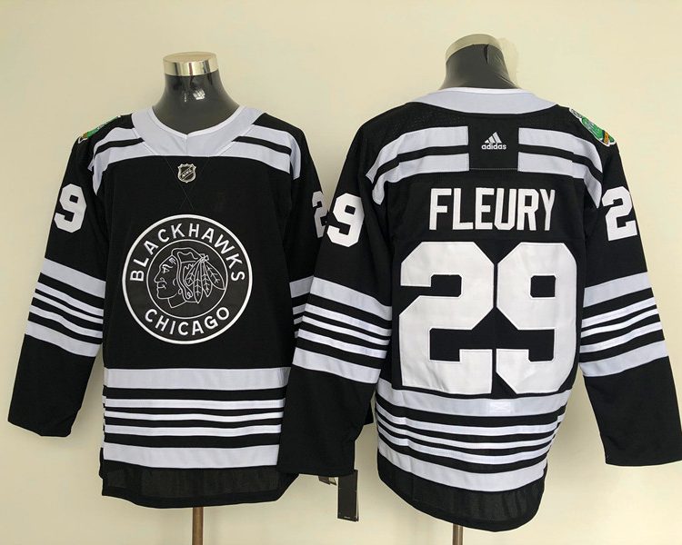 Men's Chicago Blackhawks Marc Andre Fleury #29 Black Breakaway Jersey