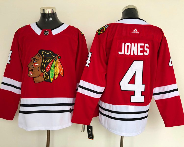 Men's Chicago Blackhawks Seth Jones #4 Red Home Breakaway Jersey