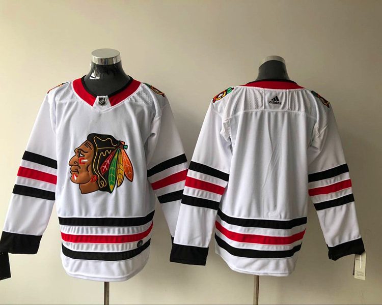 Men's Chicago Blackhawks White Away Authentic Blank Jersey