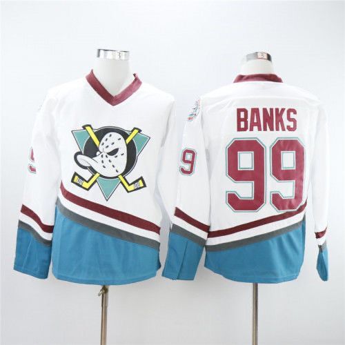 Men's Anaheim Ducks Adam Banks #99 White Breakaway Jersey