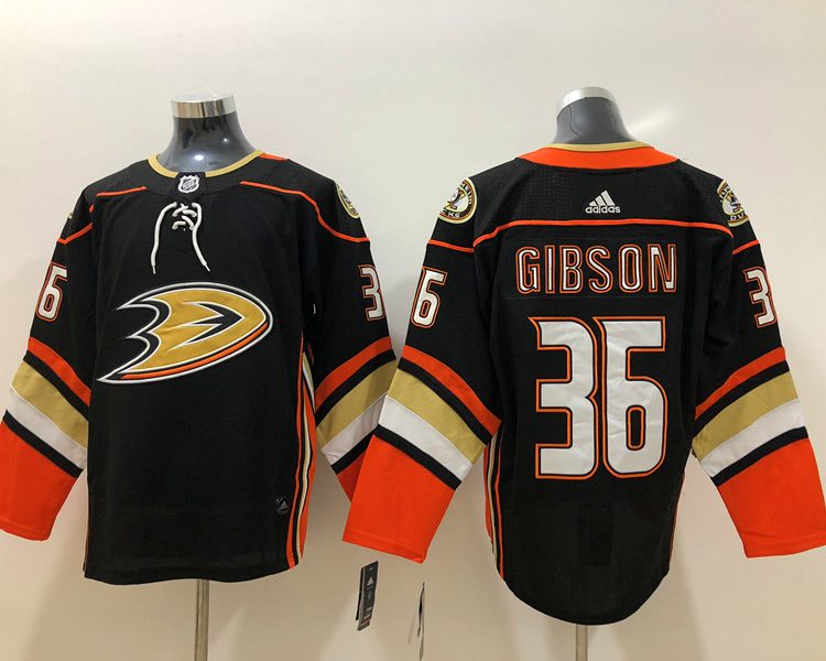 Men's Anaheim Ducks John Gibson #36 Black Breakaway Jersey