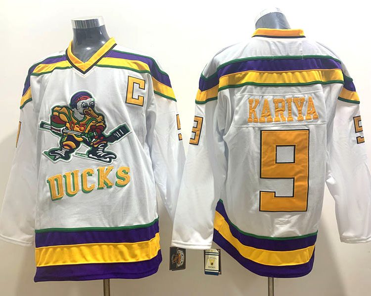 Men's Anaheim Ducks Paul Kariya #9 White Breakaway Jersey