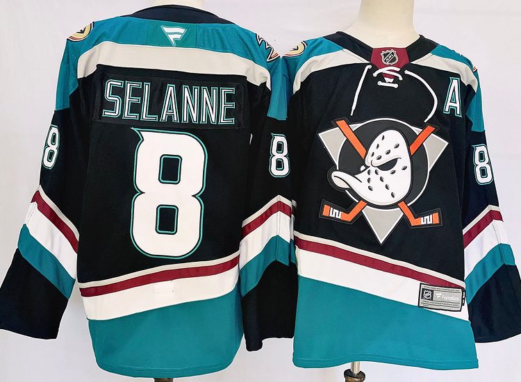 Men's Anaheim Ducks Teemu Selanne #8 Black jersey