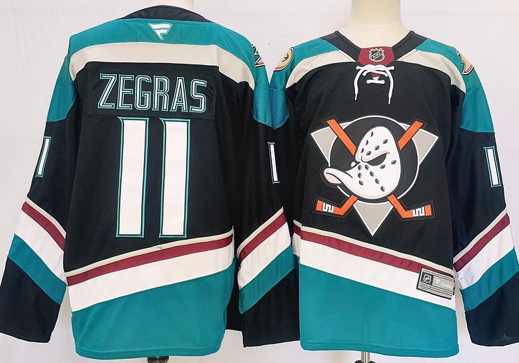 Men's Anaheim Ducks Trevor Zegras #11 Black jersey