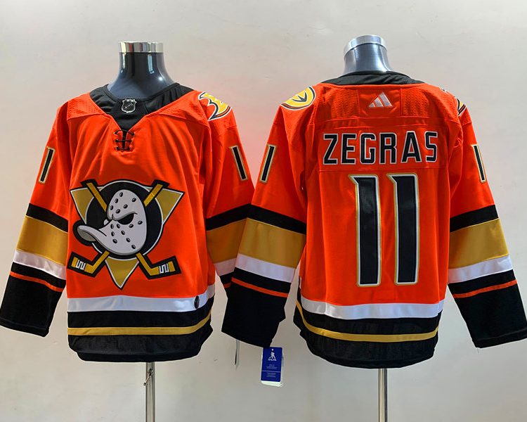 Men's Anaheim Ducks Trevor Zegras #11 Orange Breakaway Jersey