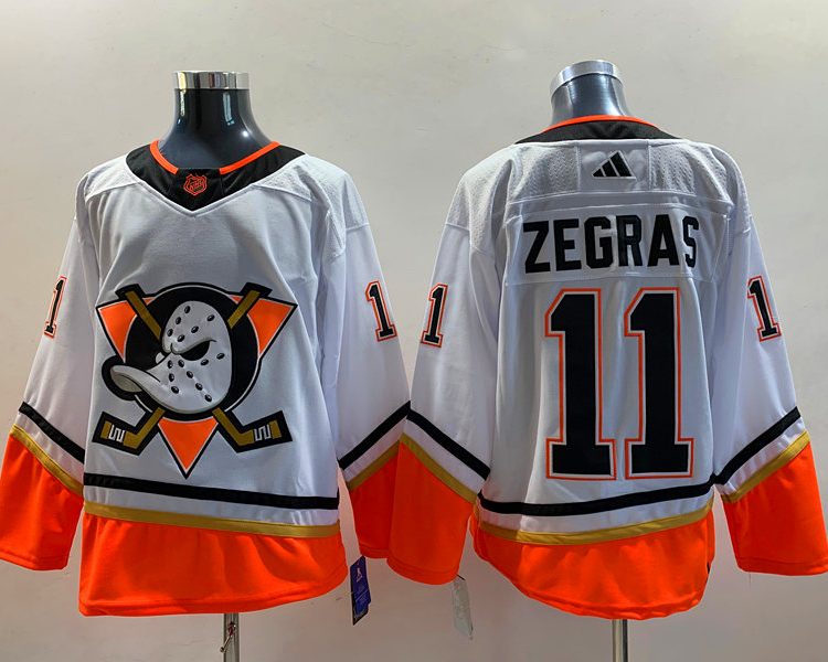 Men's Anaheim Ducks Trevor Zegras #11 White Breakaway Jersey