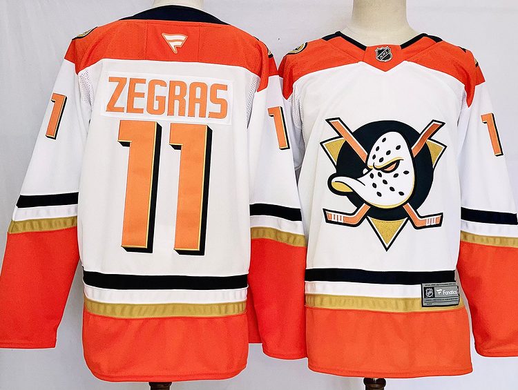 Men's Anaheim Ducks Trevor Zegras #11 White jersey