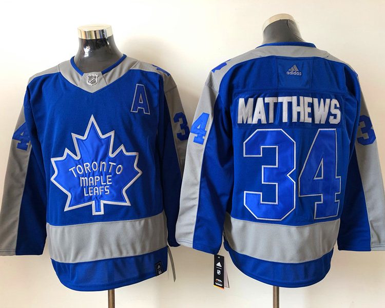 Men's Toronto Maple Leafs Auston Matthews #34 Blue/Gray Jersey