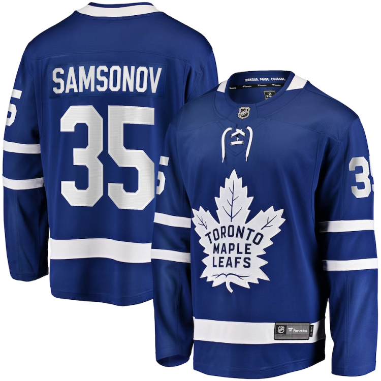 Men's Toronto Maple Leafs Ilya Samsanov #35 Blue Authentic Jersey
