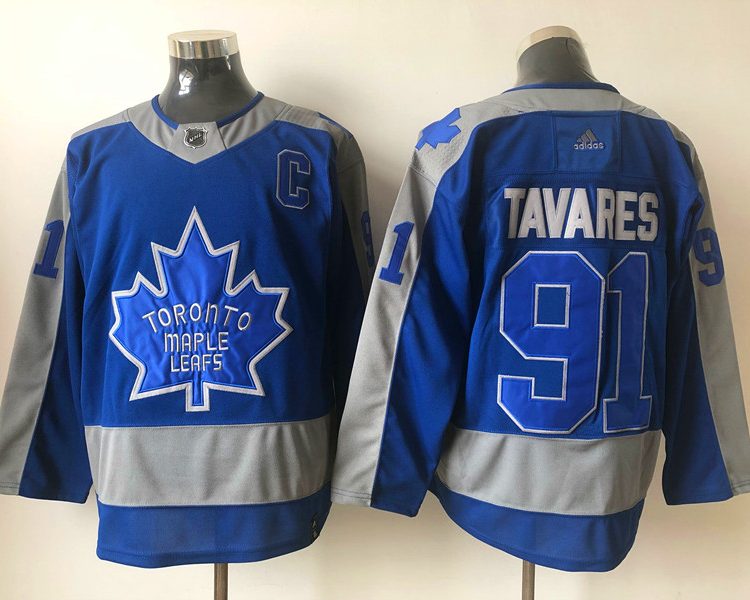 Men's Toronto Maple Leafs John Tavares #91 Blue/Gray Jersey