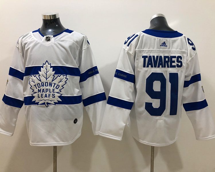 Men's Toronto Maple Leafs John Tavares #91 White Breakaway Jersey