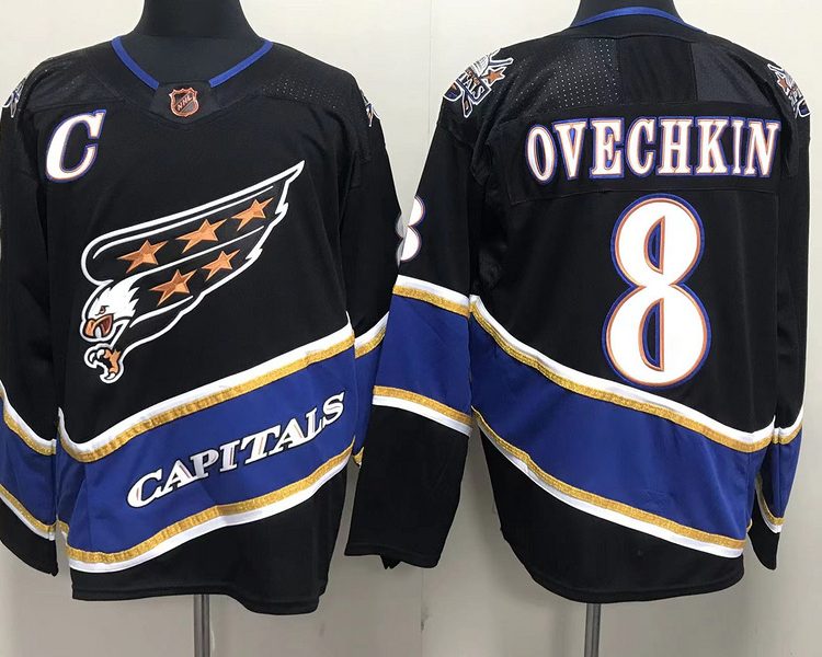 Men's Washington Capitals Alexander Ovechkin #8 Black Home Breakaway Jersey