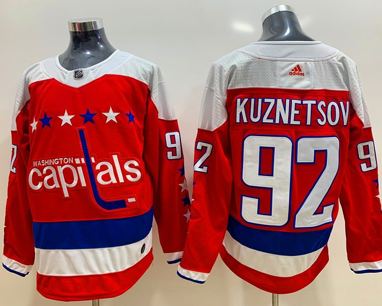 Men's Washington Capitals Evgeny Kuznetsov #92 Red Home Breakaway Jersey