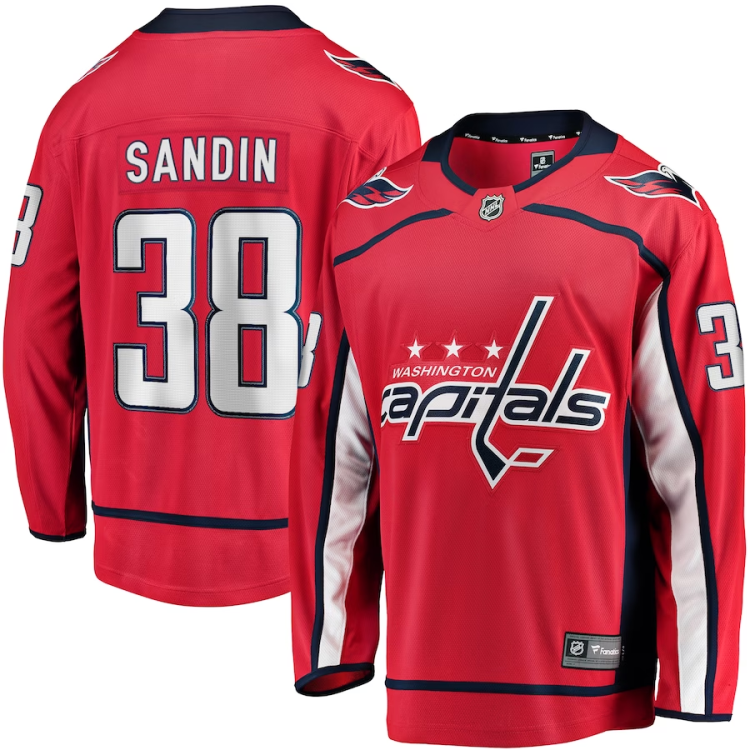 Men's Washington Capitals Rasmus Sandin #38 Red Home Breakaway Jersey