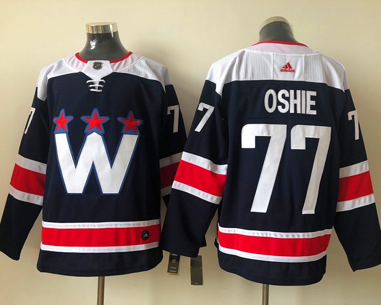 Men's Washington Capitals TJ Oshie #77 Navy Breakaway Jersey