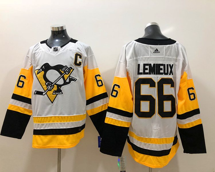 Men's Pittsburgh Penguins Mario Lemieux #66 White Jersey