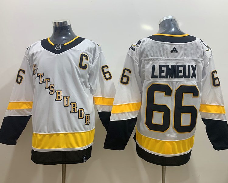 Men's Pittsburgh Penguins Mario Lemieux #66 White Jersey
