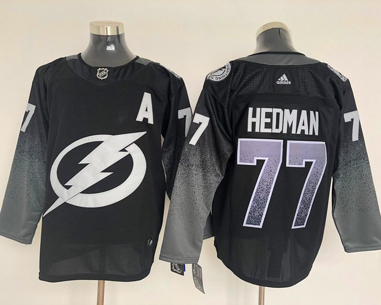 Men's Tampa Bay Lightning Victor Hedman #77 Black Home Breakaway Jersey