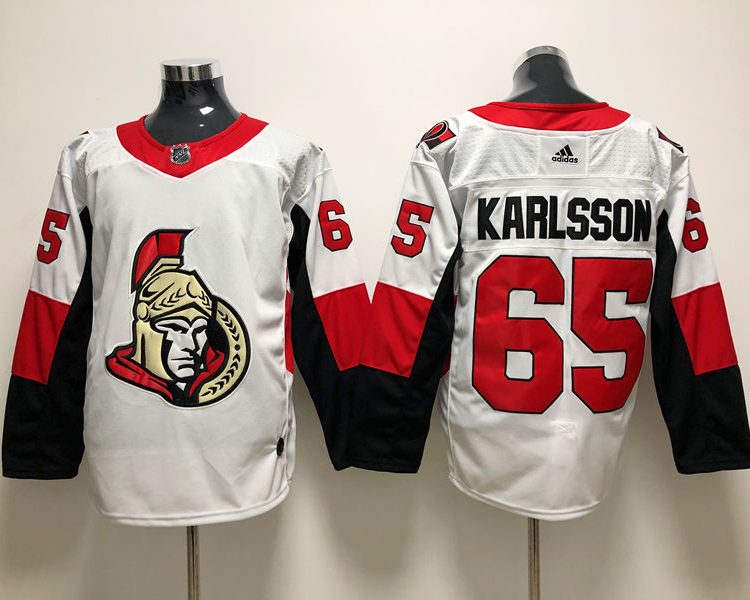 Men's Ottawa Senators Erik Karlsson #65 White Jersey