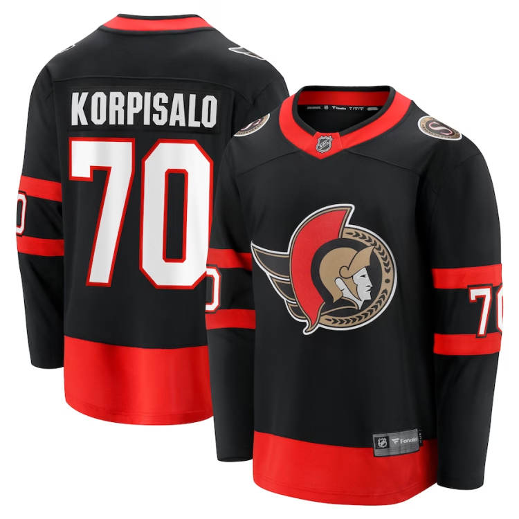 Men's Ottawa Senators Joonas Korpisalo #70 Black Jersey