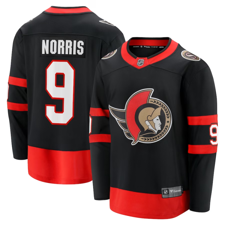 Men's Ottawa Senators Josh Norris #9 Black Jersey