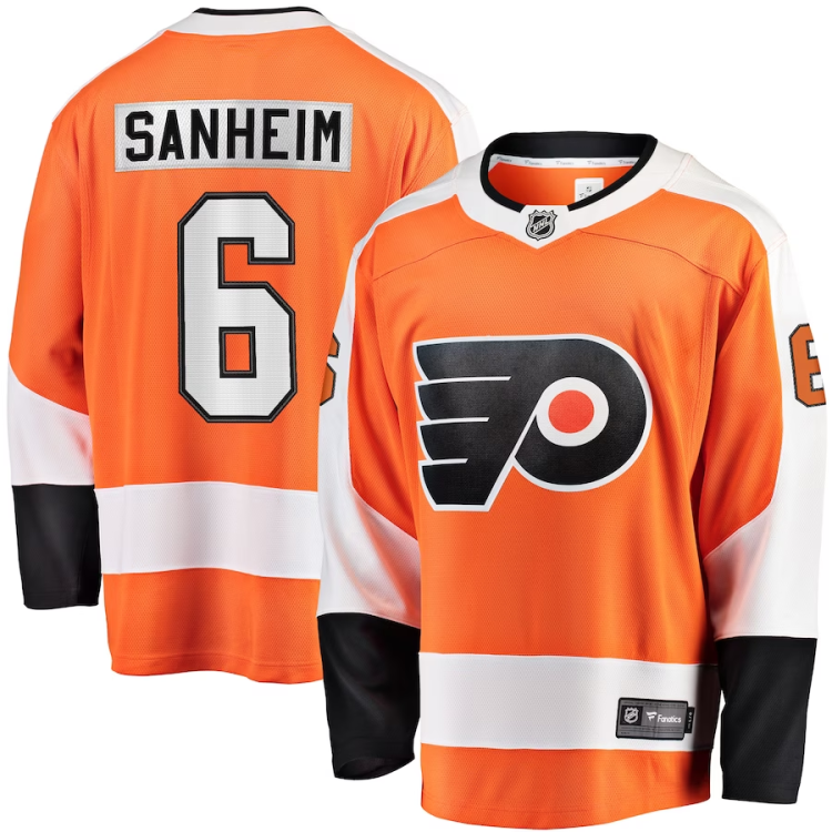 Men's Philadelphia Flyers Travis Sanheim #6 Orange Jersey