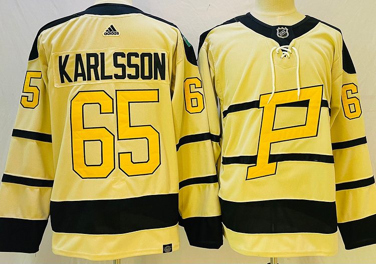 Men's Pittsburgh Penguins Erik Karlsson #65 Yellow Jersey