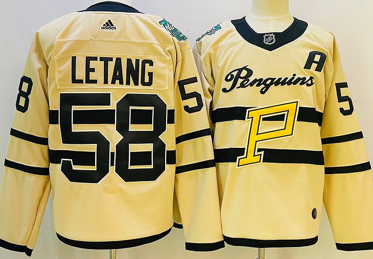 Men's Pittsburgh Penguins Kris Letang #58 Yellow Jersey