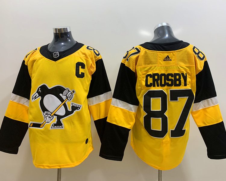 Men's Pittsburgh Penguins sidney crosby  #87 Gold Jersey