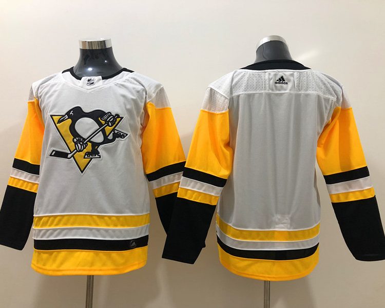 Men's Pittsburgh Penguins White Away Authentic Blank Jersey
