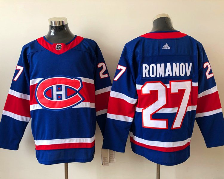 Men's Montreal Canadiens Alexander Romanov #27 Blue Jersey