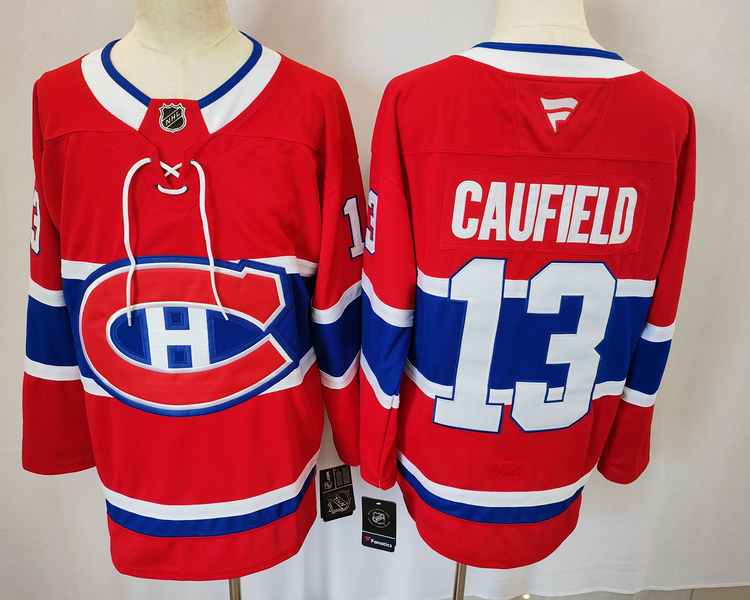 Men's Montreal Canadiens Cole Caufield #13 Red Jersey