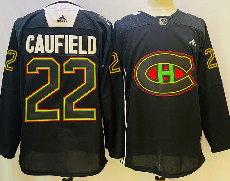 Men's Montreal Canadiens Cole Caufield #22 Black Jersey