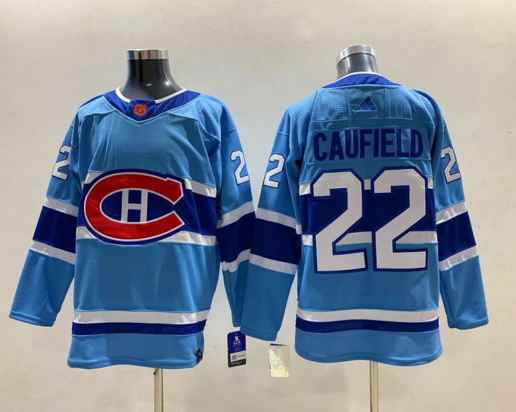 Men's Montreal Canadiens Cole Caufield #22 Blue Jersey