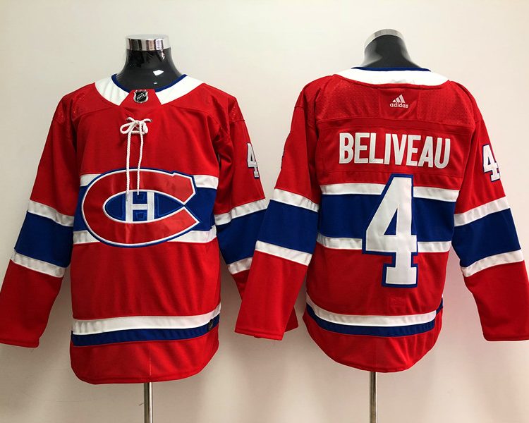 Men's Montreal Canadiens Jean Beliveau #4 Red Jersey