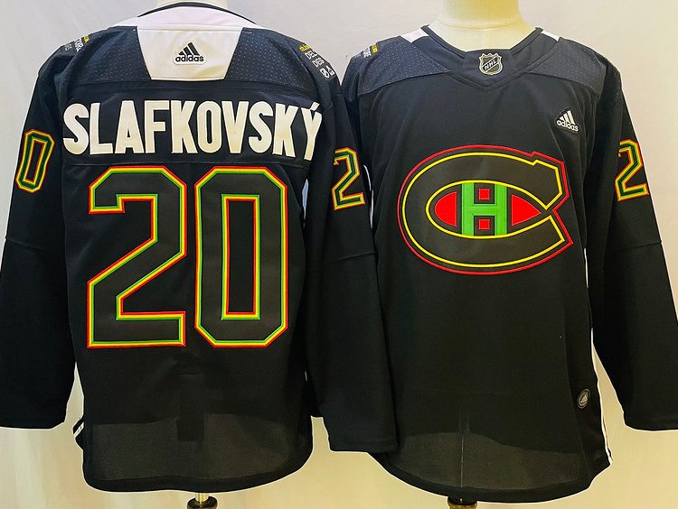 Men's Montreal Canadiens Juraj Slafkosky #20 Black Jersey