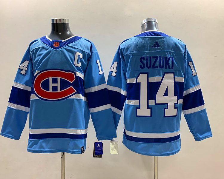 Men's Montreal Canadiens Nick Suzuki #14 Blue Jersey