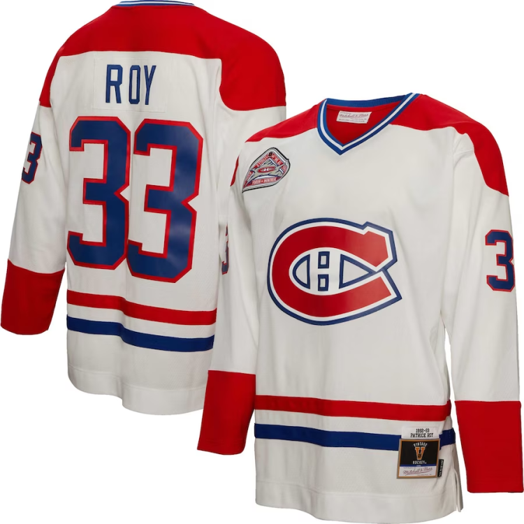 Men's Montreal Canadiens Patrick Roy #33 White Jersey