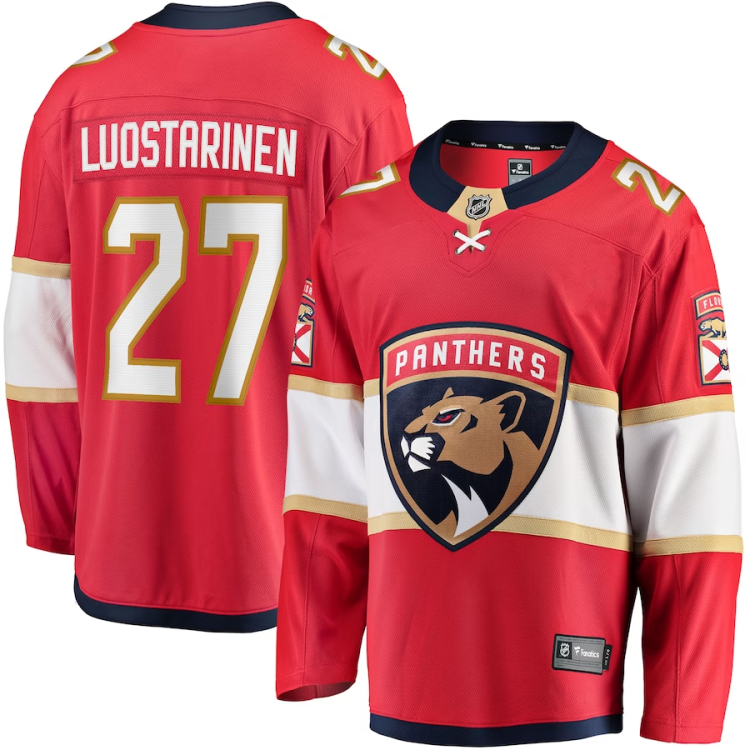Men's Florida Panthers Eetu Luostarinen #27 Red Home Breakaway Jersey