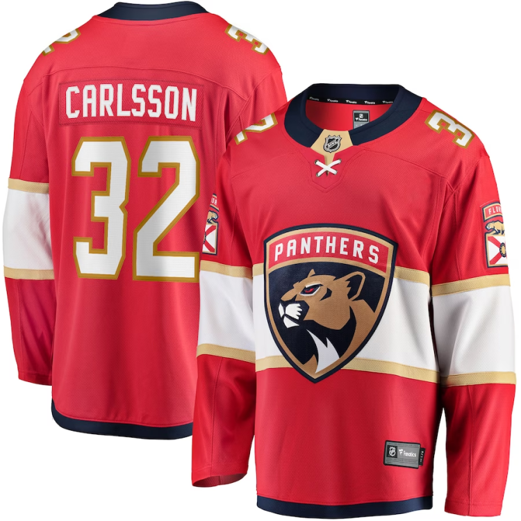 Men's Florida Panthers Lucas Carlsson #32 Red Jersey