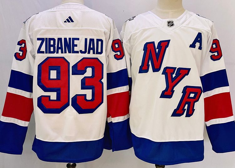 Men's New York Rangers Mika Zibanejad #93 White jersey