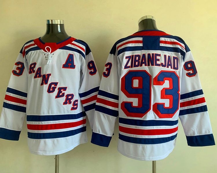 Men's New York Rangers Mika Zibanejad #93 White Jersey