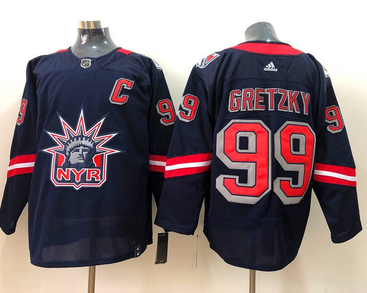 Men's New York Rangers Wayne Gretzky #99 Navy Jersey